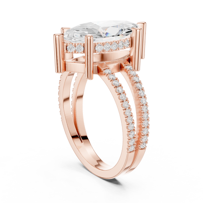 Split-Shank Pave Solitaire - Marquise Vintage Engagement Ring