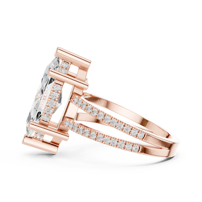 Split-Shank Pave Solitaire - Marquise Vintage Engagement Ring