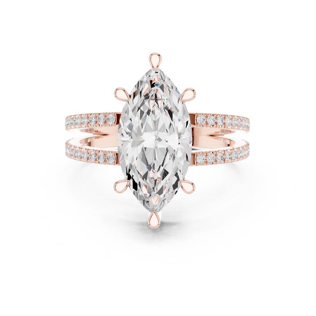 Split-Shank Pave Solitaire - Marquise Vintage Engagement Ring