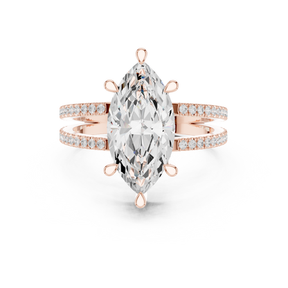 Split-Shank Pave Solitaire - Marquise Vintage Engagement Ring