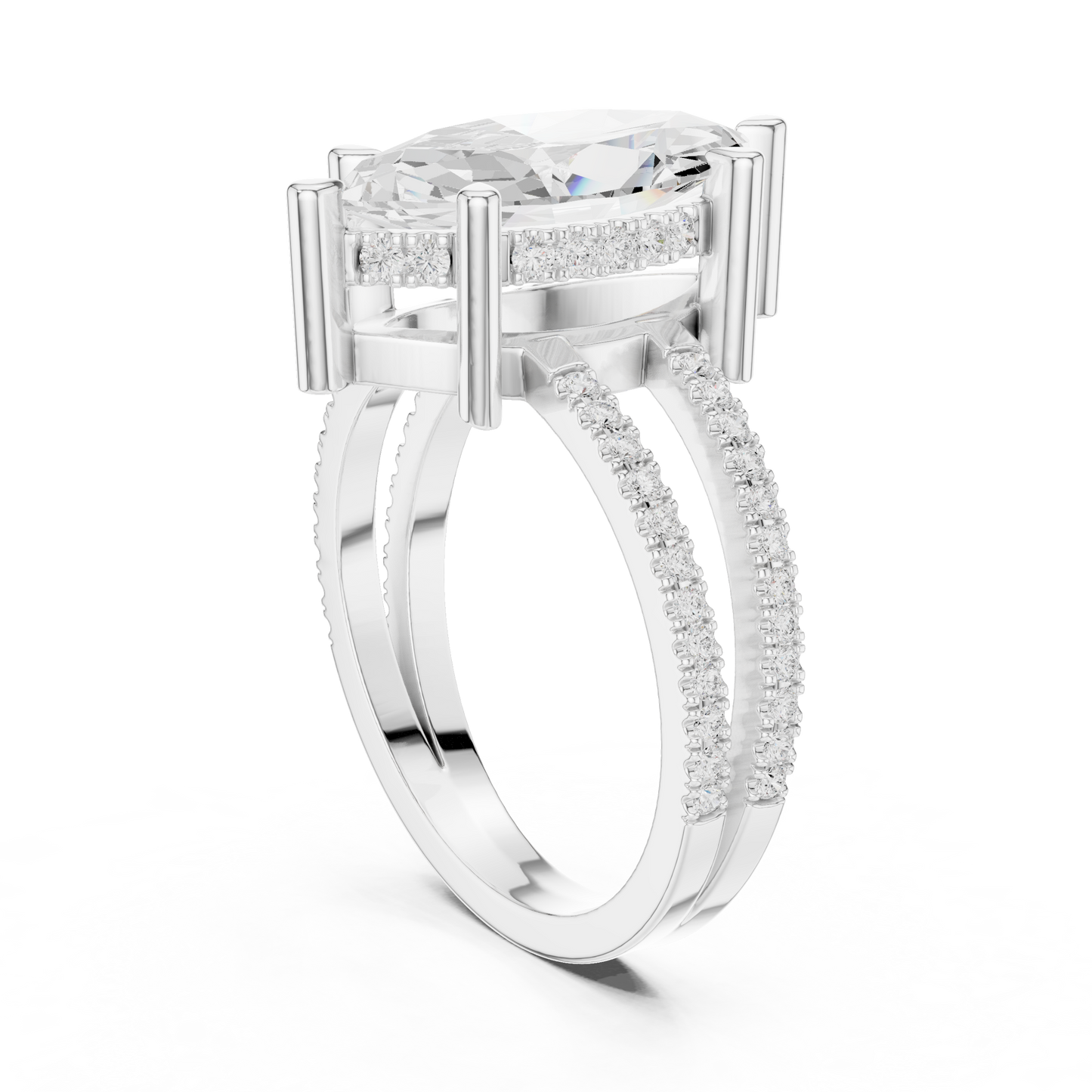 Split-Shank Pave Solitaire - Marquise Vintage Engagement Ring