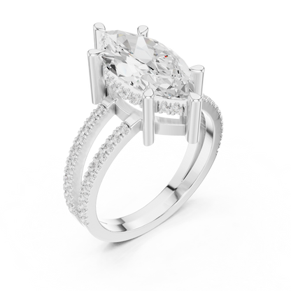 Split-Shank Pave Solitaire - Marquise Vintage Engagement Ring