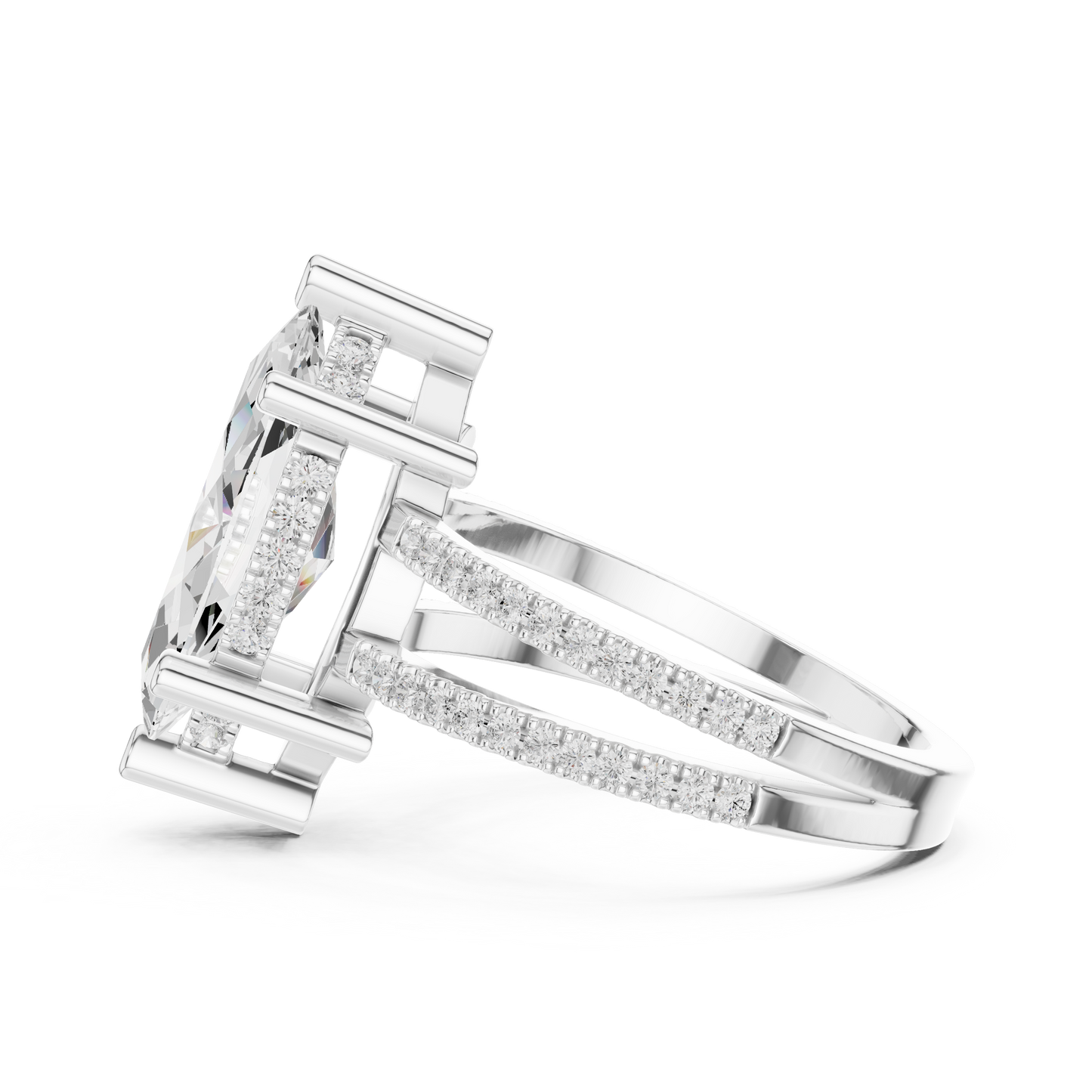 Split-Shank Pave Solitaire - Marquise Vintage Engagement Ring