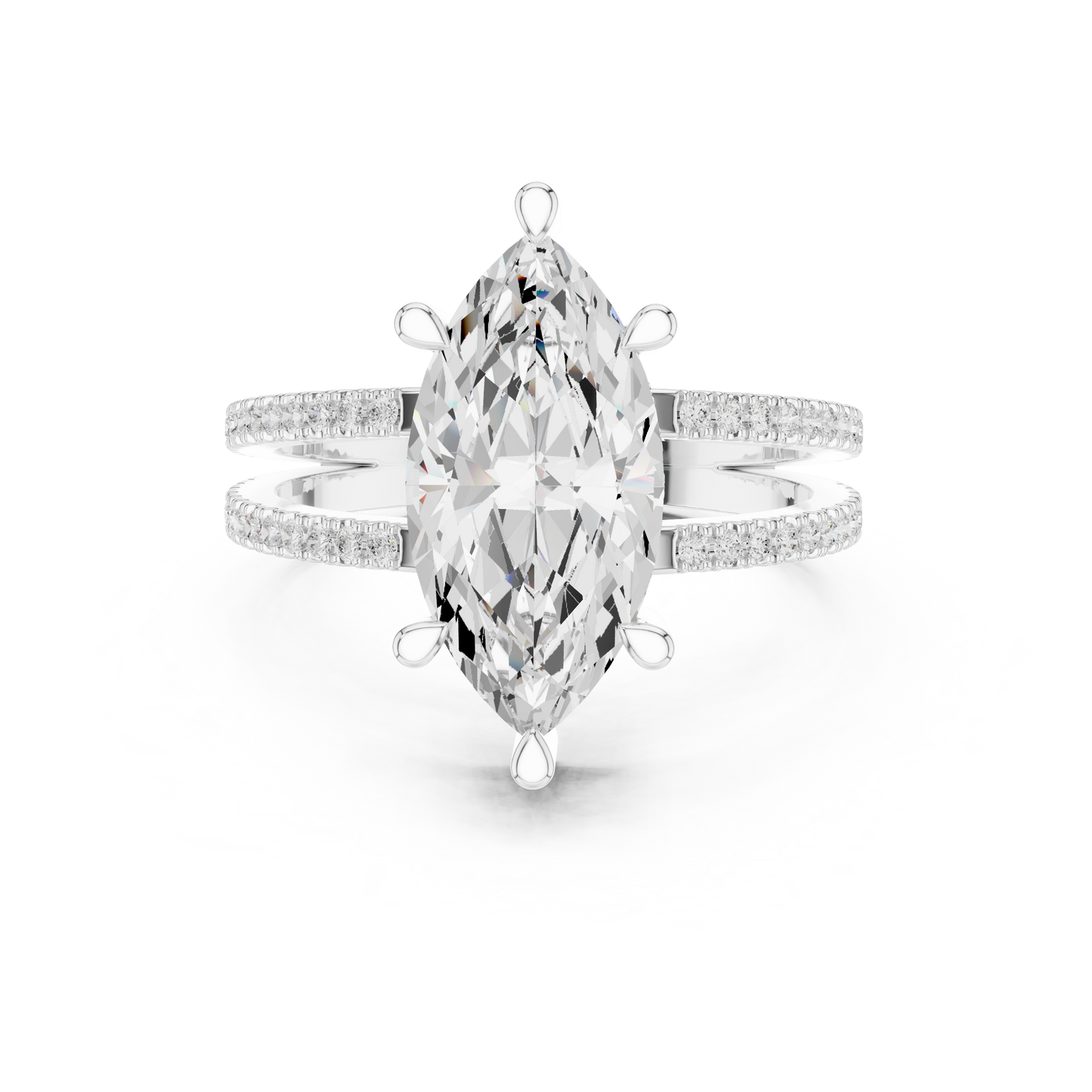 Split-Shank Pave Solitaire - Marquise Vintage Engagement Ring