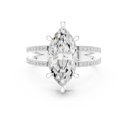 Split-Shank Pave Solitaire - Marquise Vintage Engagement Ring