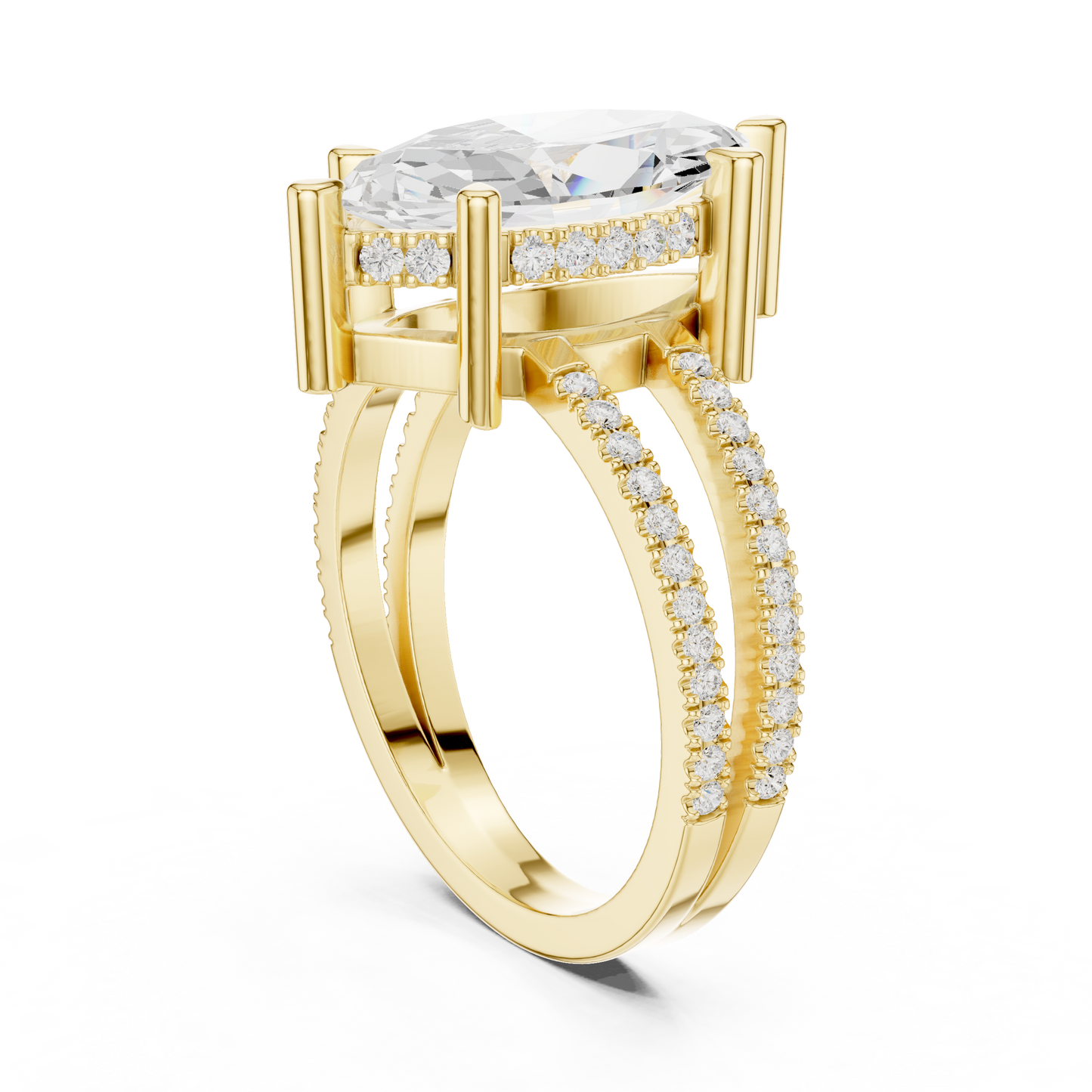 Split-Shank Pave Solitaire - Marquise Vintage Engagement Ring