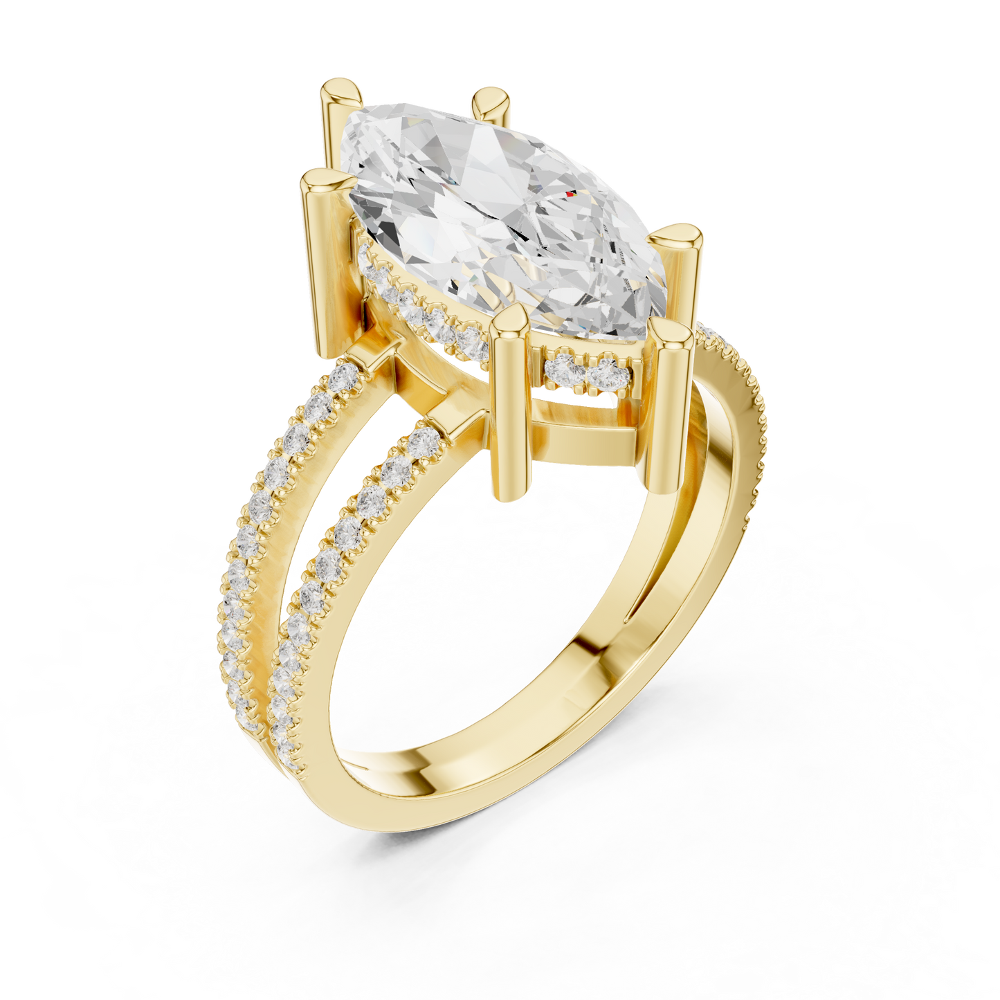 Split-Shank Pave Solitaire - Marquise Vintage Engagement Ring