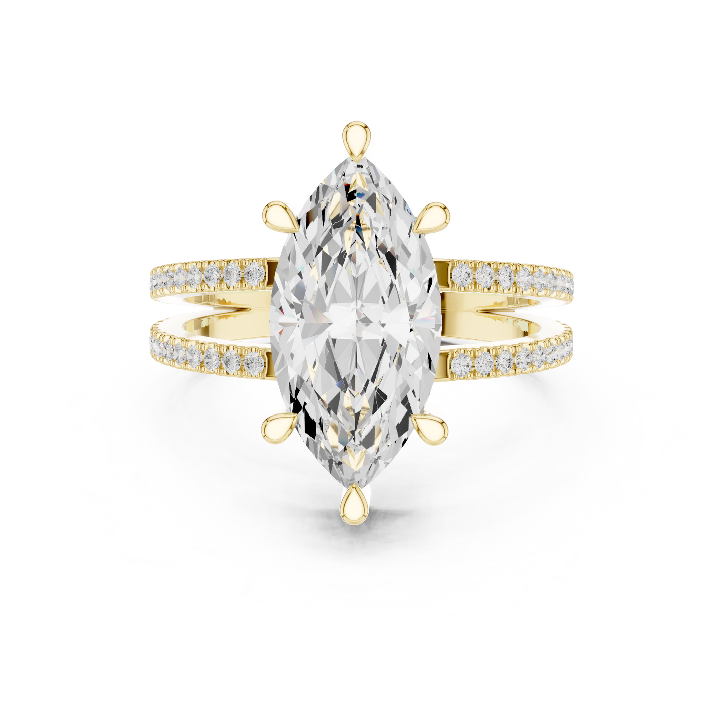 Split-Shank Pave Solitaire - Marquise Vintage Engagement Ring