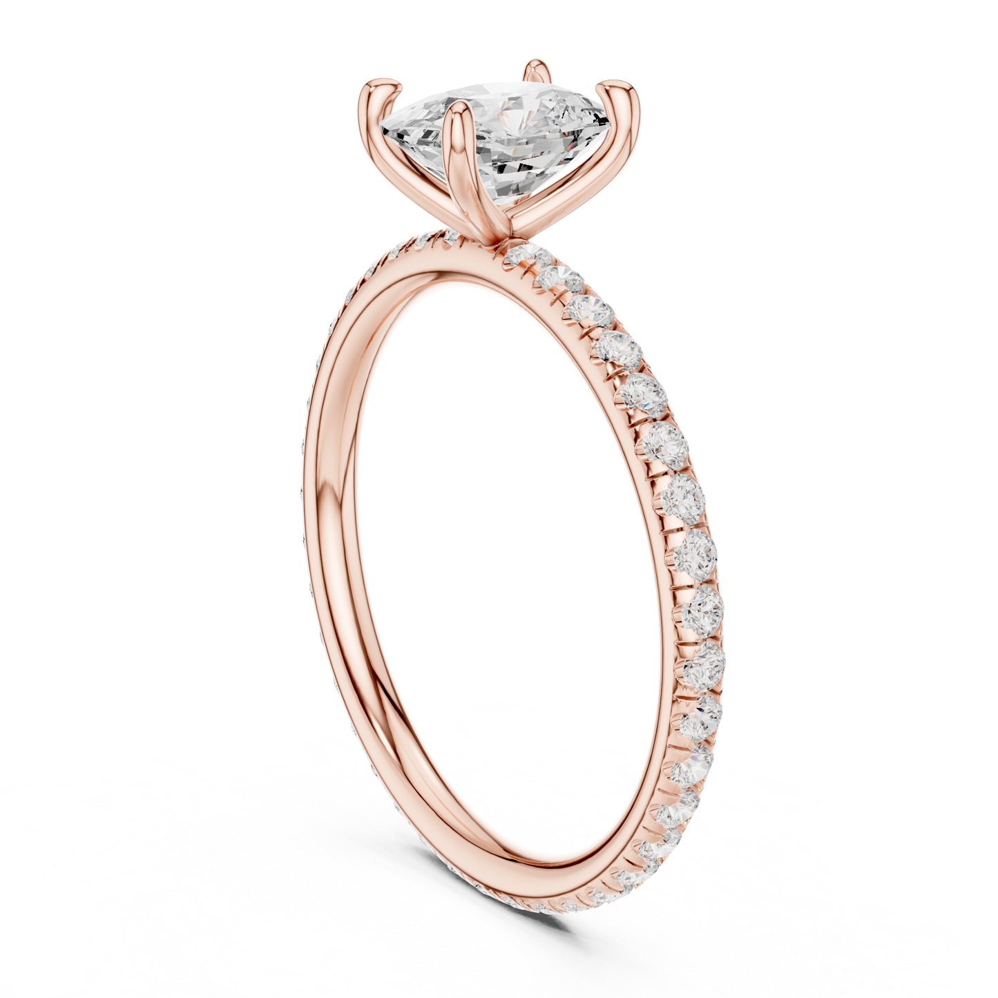 French Pave Solitaire - Cushion Engagement Ring