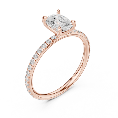 French Pave Solitaire - Cushion Engagement Ring