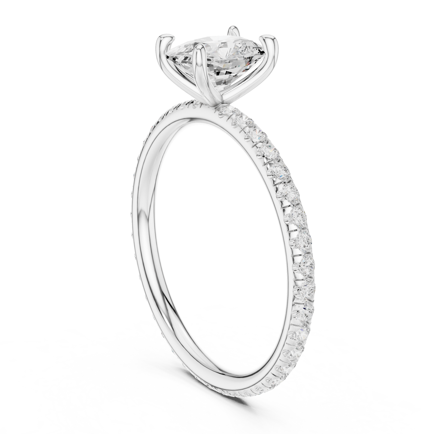 French Pave Solitaire - Cushion Engagement Ring