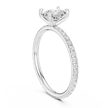 French Pave Solitaire - Cushion Engagement Ring