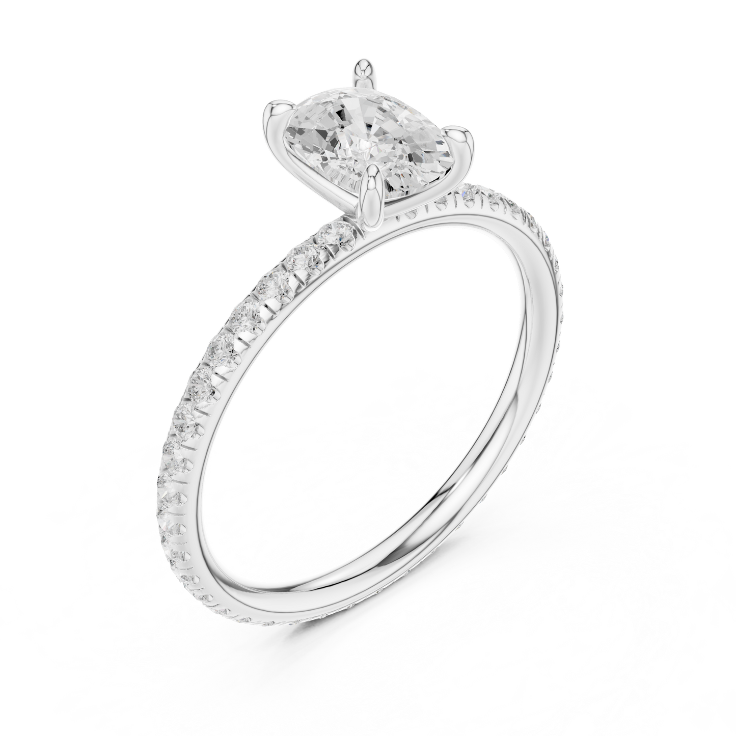 French Pave Solitaire - Cushion Engagement Ring