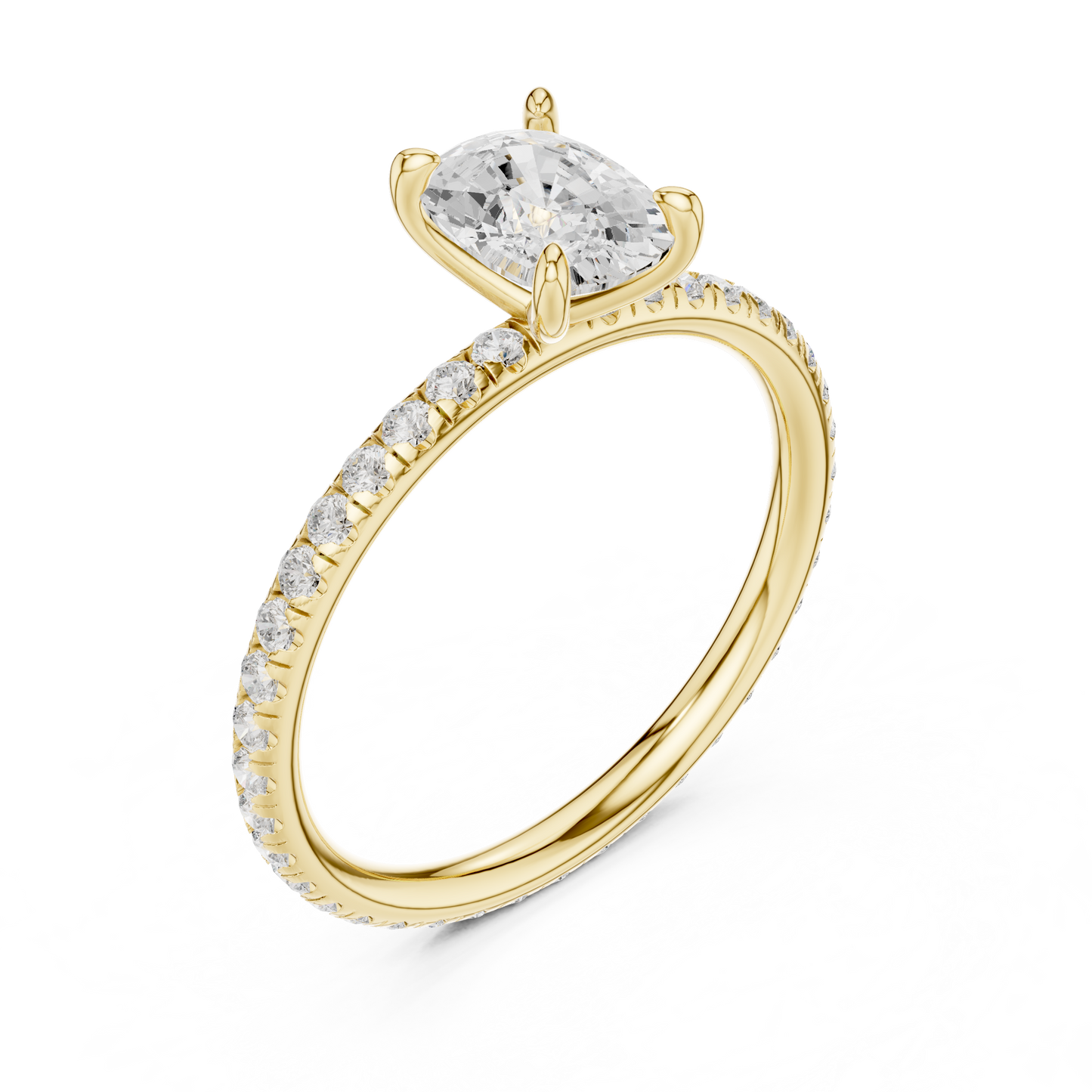 French Pave Solitaire - Cushion Engagement Ring