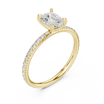 French Pave Solitaire - Cushion Engagement Ring