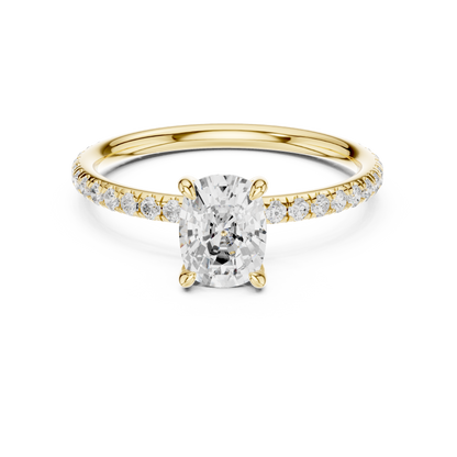 French Pave Solitaire - Cushion Engagement Ring