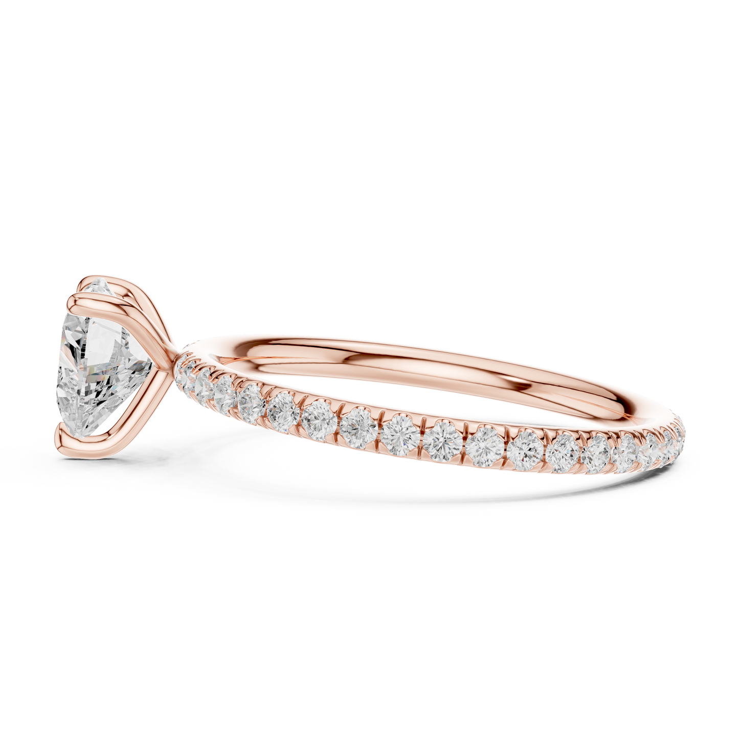Pave Solitaire - Heart Engagement Ring