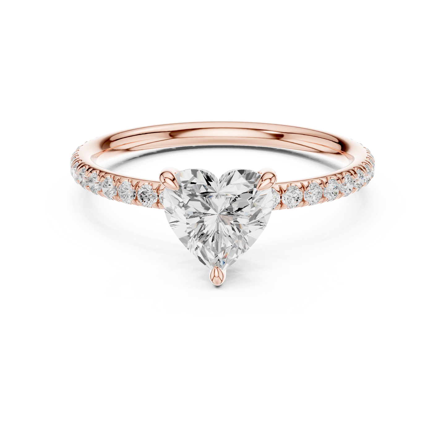 Pave Solitaire - Heart Engagement Ring