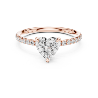 Pave Solitaire - Heart Engagement Ring
