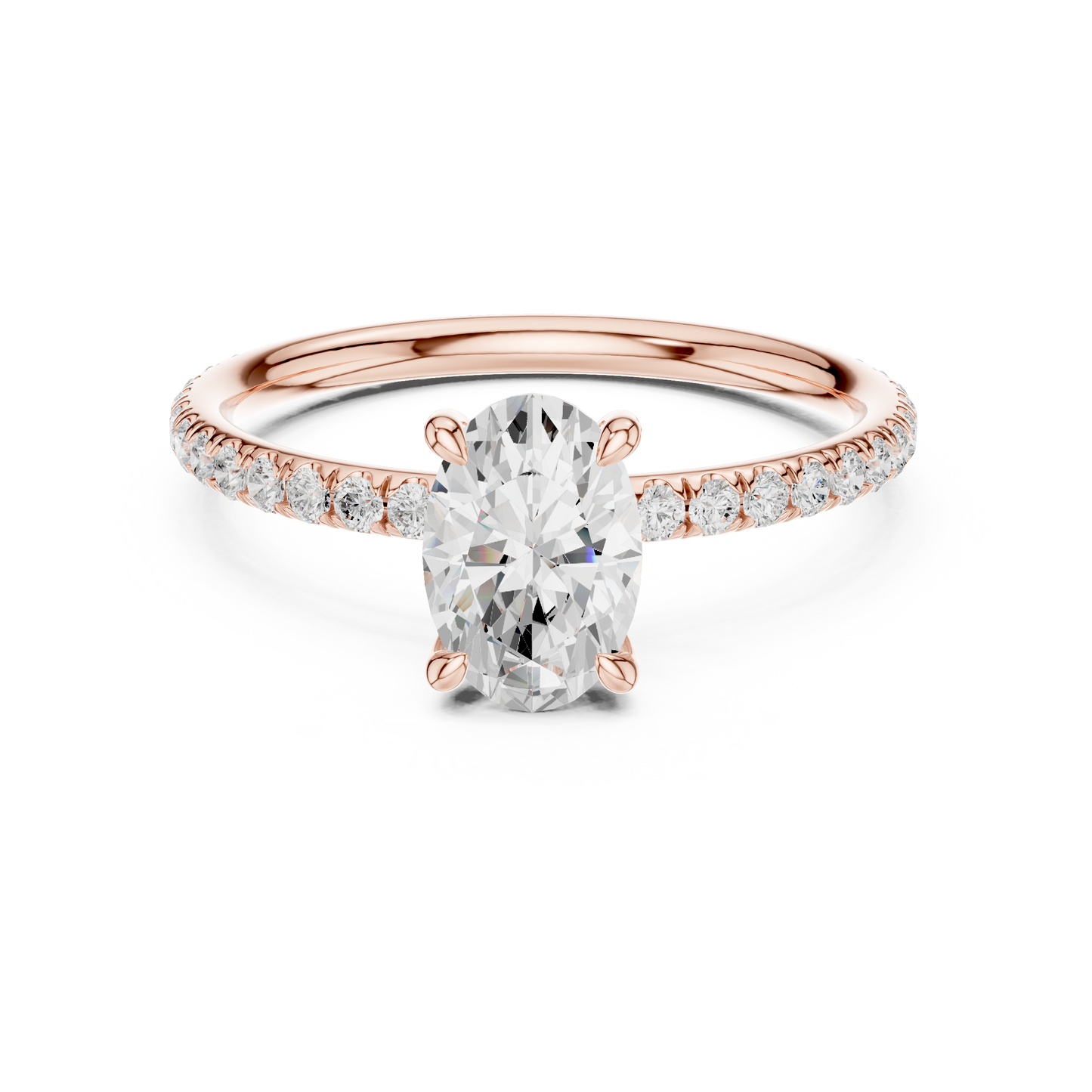 Pave Solitaire - Oval Engagement Ring