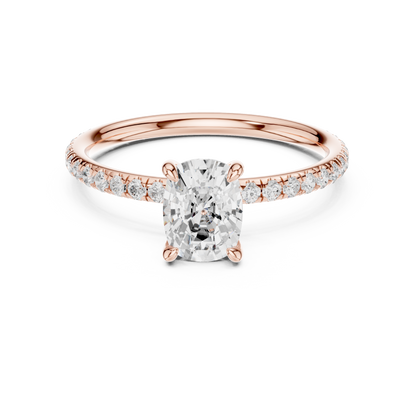 French Pave Solitaire - Cushion Engagement Ring