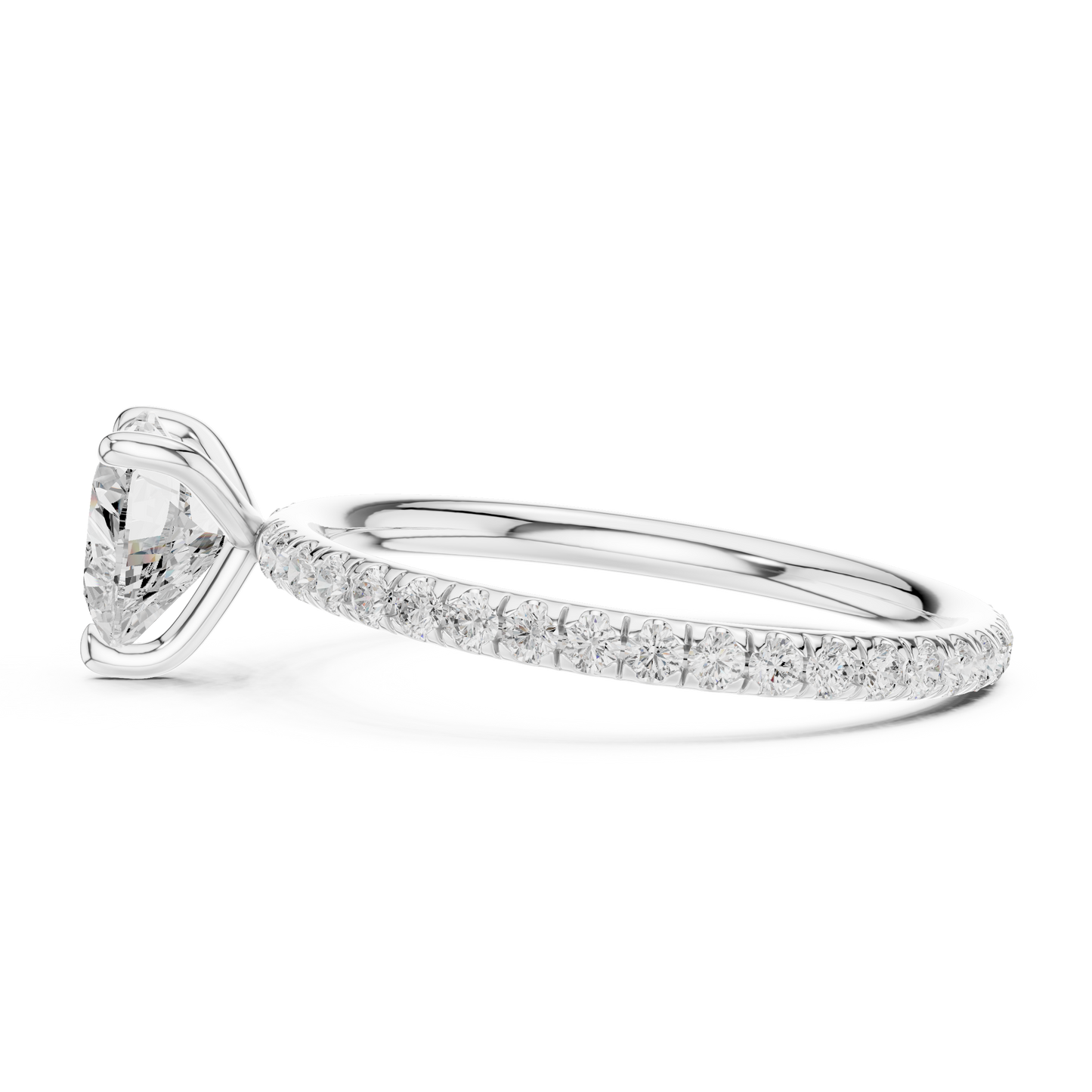 Pave Solitaire - Heart Engagement Ring