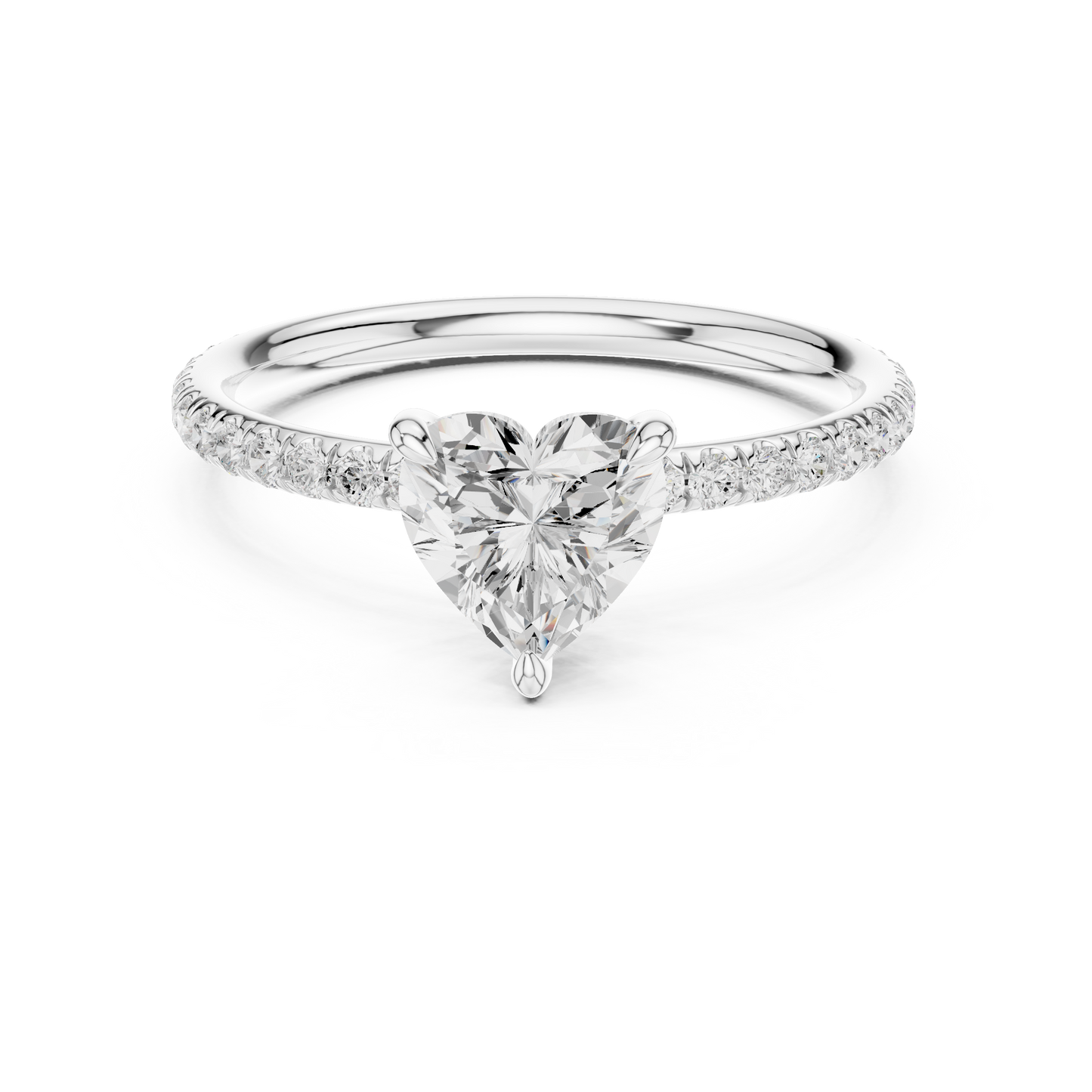 Pave Solitaire - Heart Engagement Ring