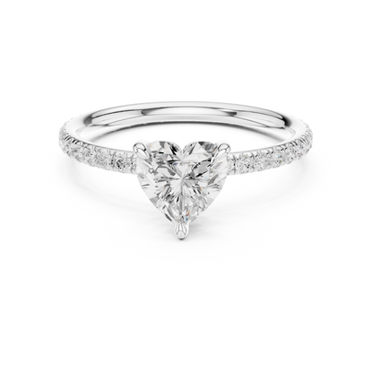 Pave Solitaire - Heart Engagement Ring