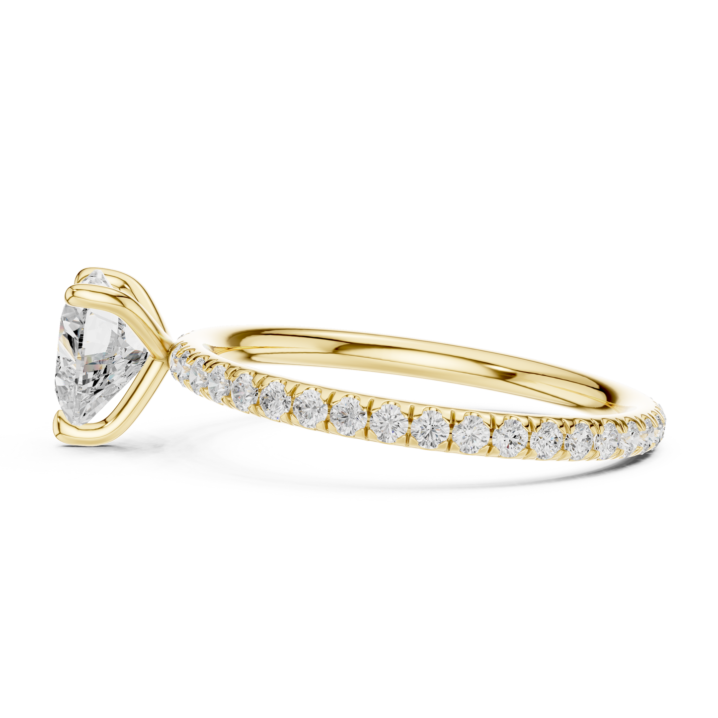 Pave Solitaire - Heart Engagement Ring