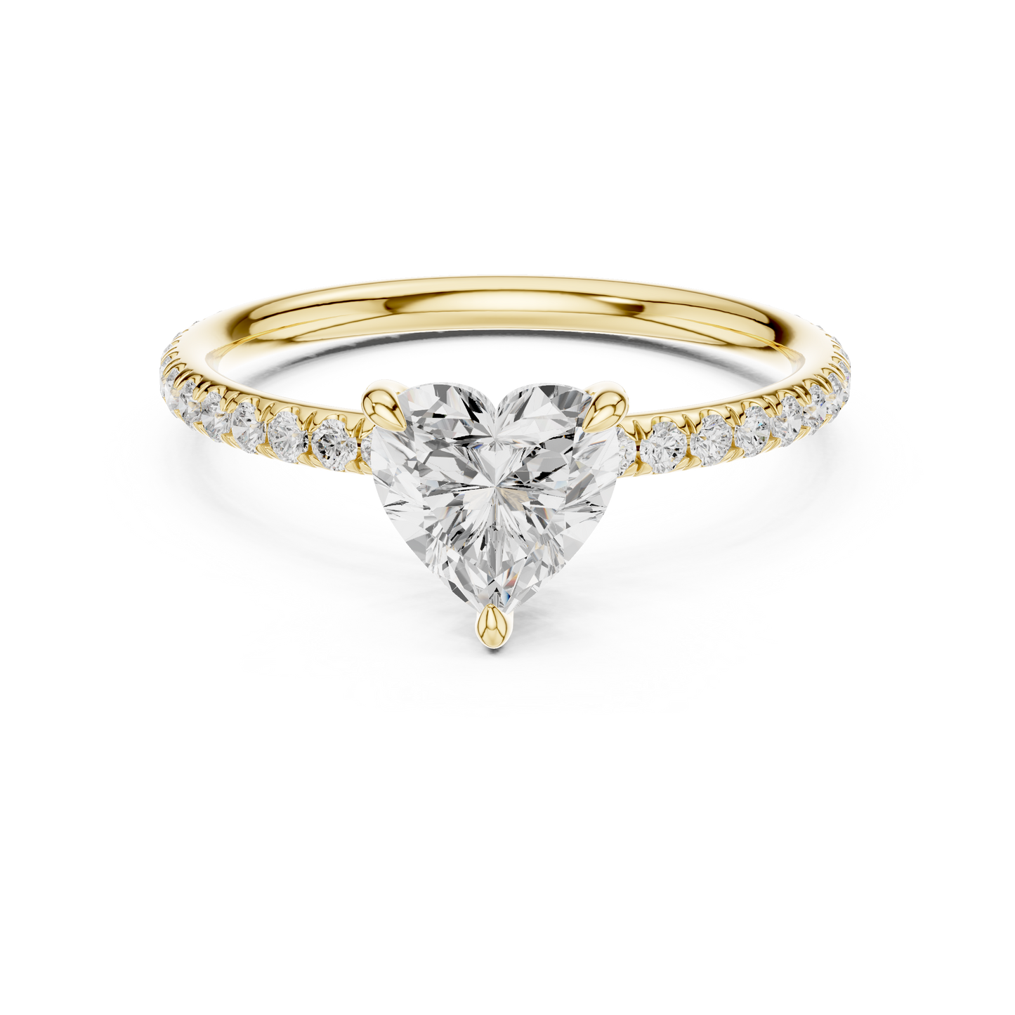 Pave Solitaire - Heart Engagement Ring