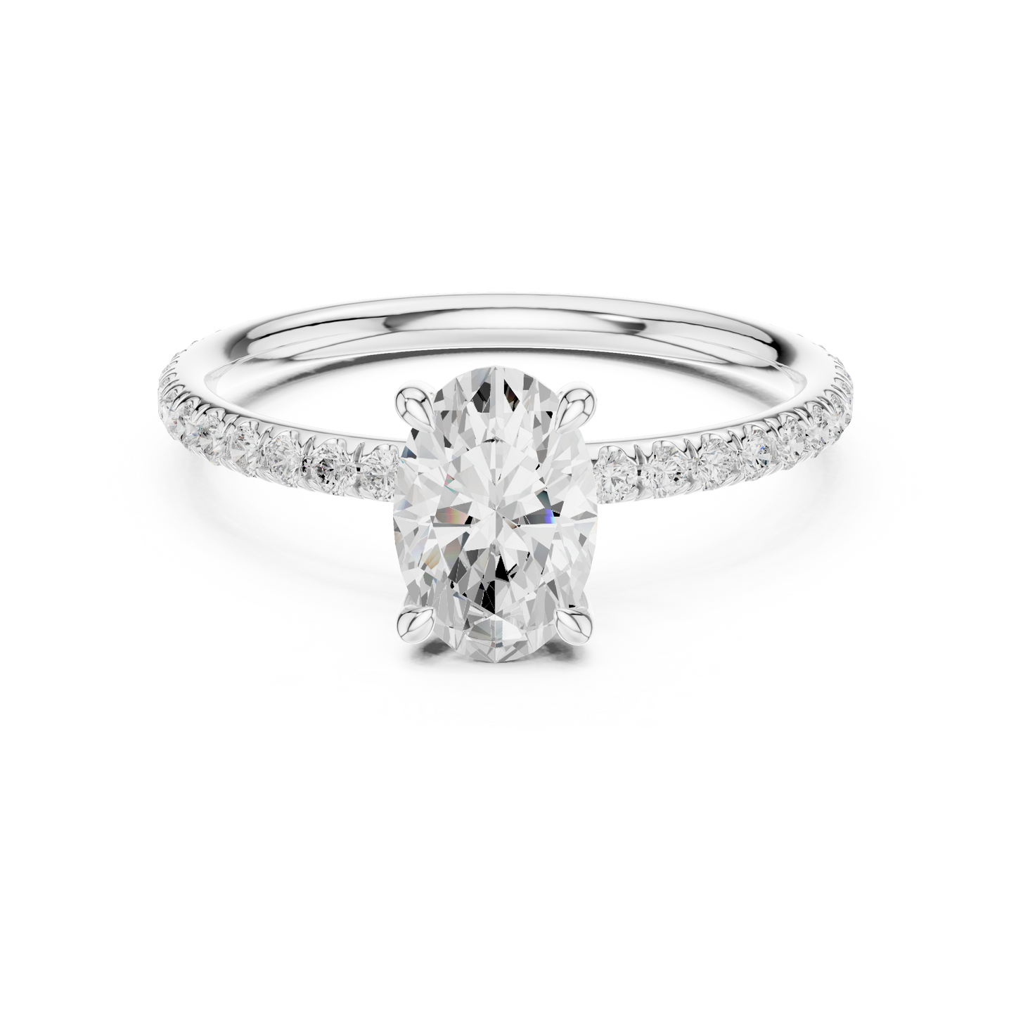 Pave Solitaire - Oval Engagement Ring