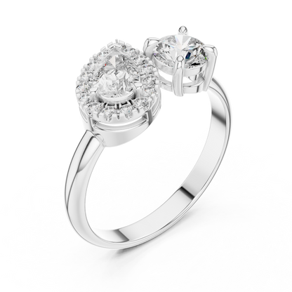 Toi et Moi - Pear Halo & Round Engagement Ring