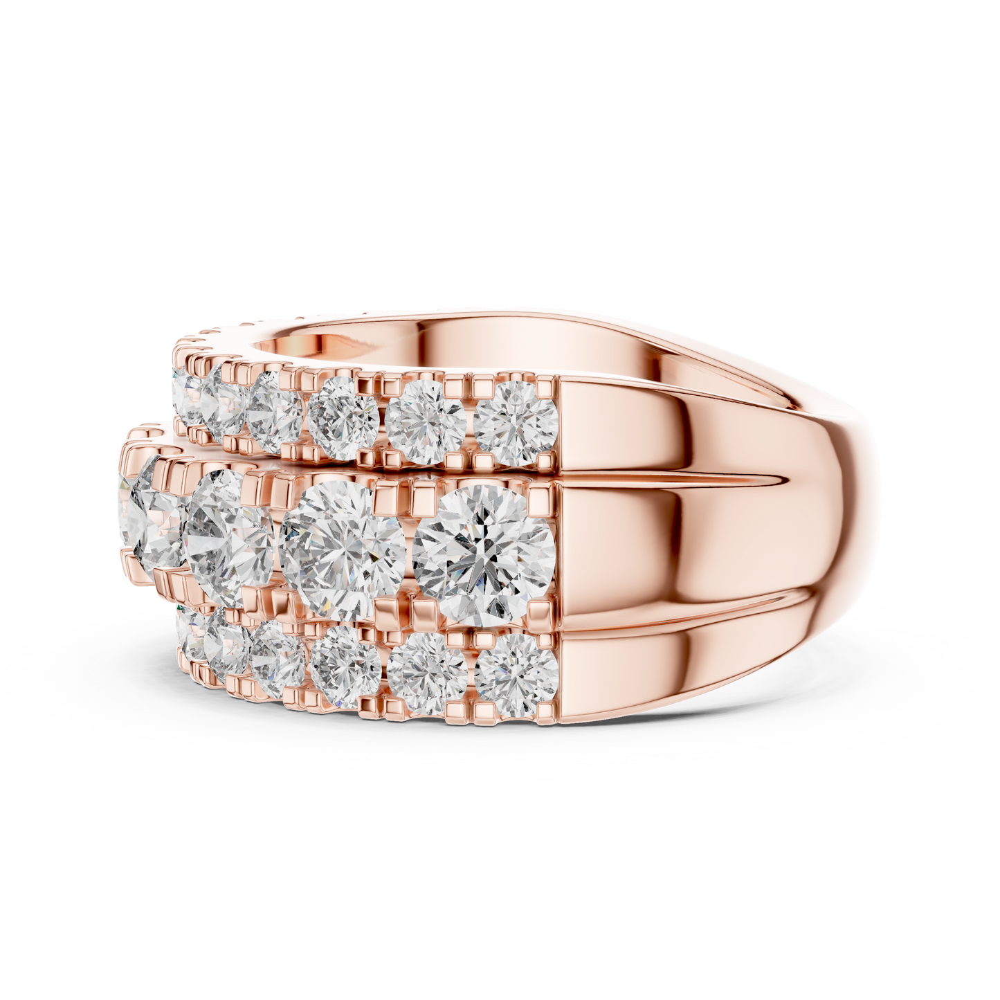 Triple-Row Pave Diamond Statement Band