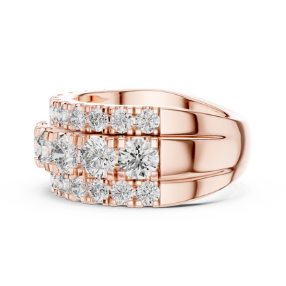 Triple-Row Pave Diamond Statement Band