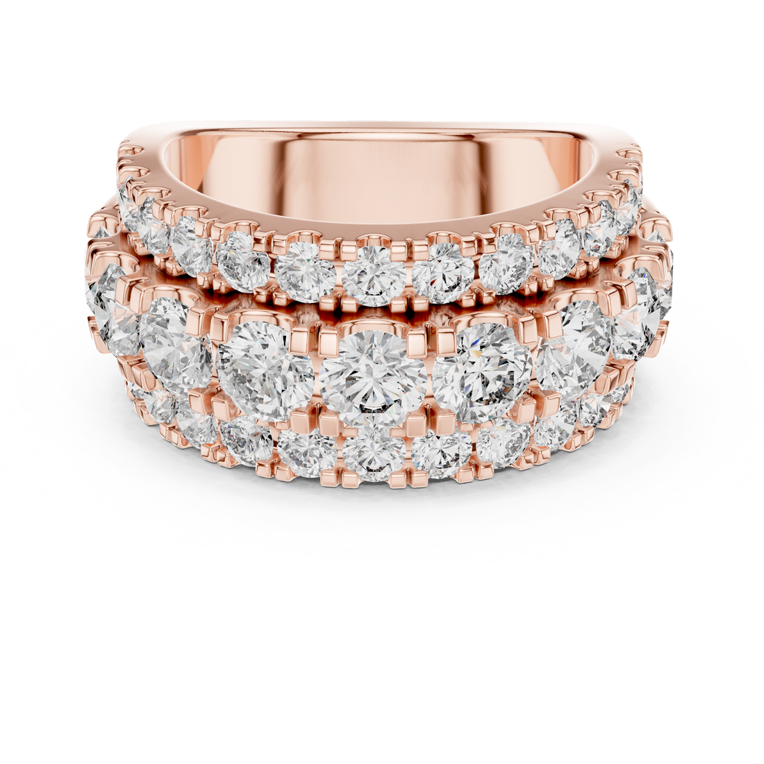 Triple-Row Pave Diamond Statement Band