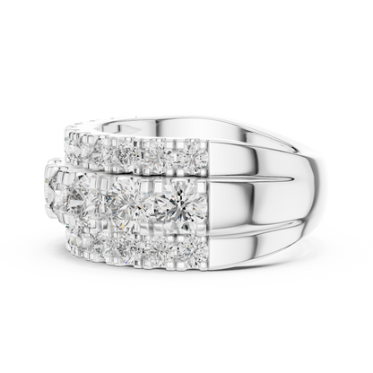 Triple-Row Pave Diamond Statement Band