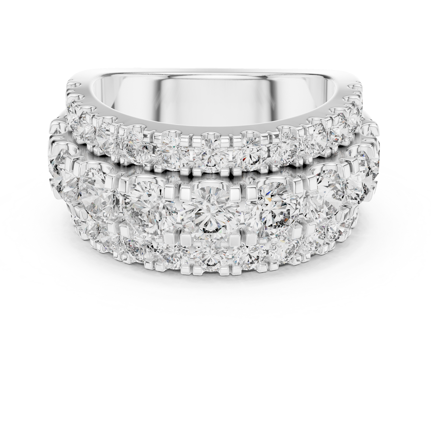 Triple-Row Pave Diamond Statement Band