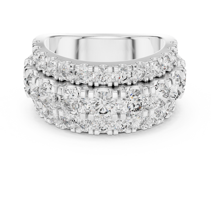 Triple-Row Pave Diamond Statement Band