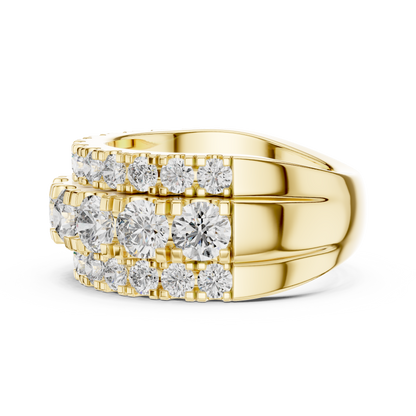 Triple-Row Pave Diamond Statement Band