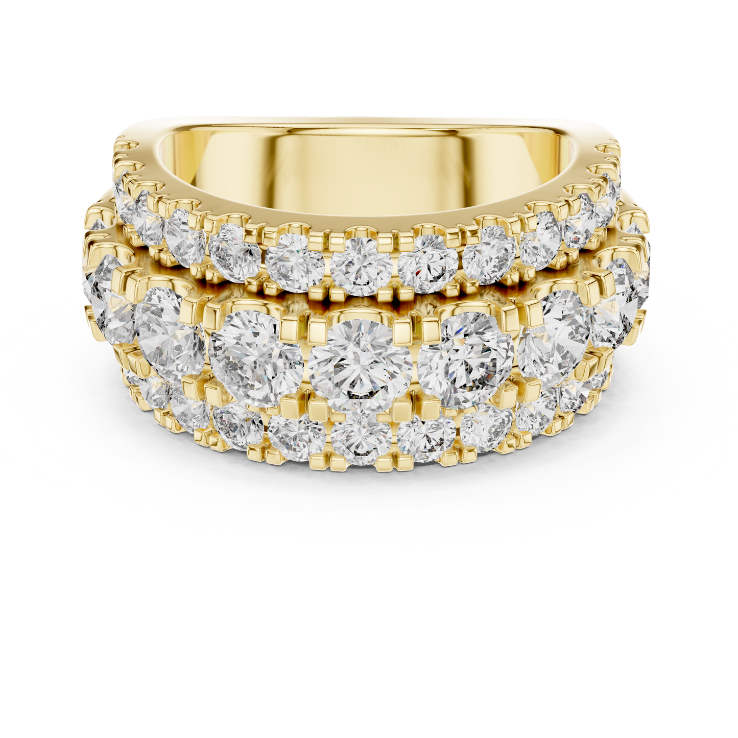 Triple-Row Pave Diamond Statement Band