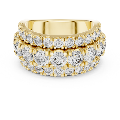 Triple-Row Pave Diamond Statement Band
