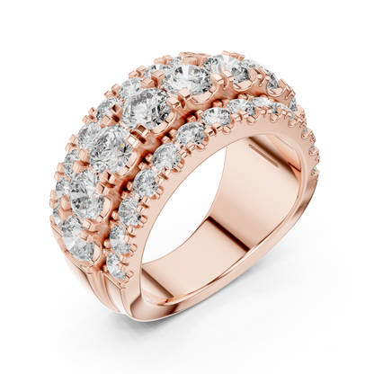 Triple-Row Pave Diamond Statement Band