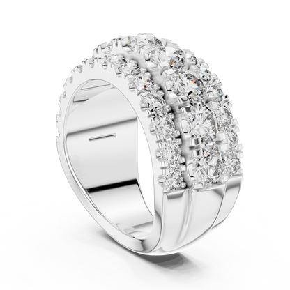 Triple-Row Pave Diamond Statement Band