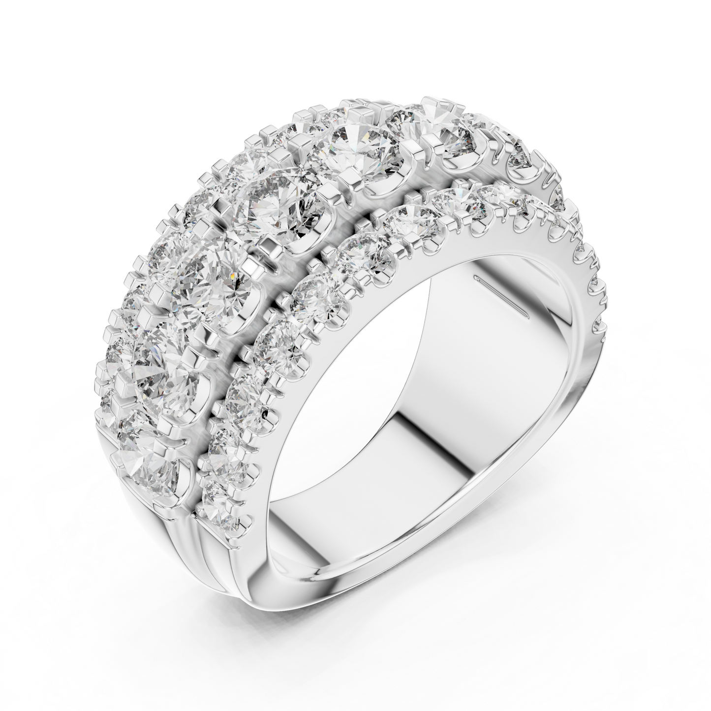 Triple-Row Pave Diamond Statement Band