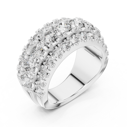 Triple-Row Pave Diamond Statement Band