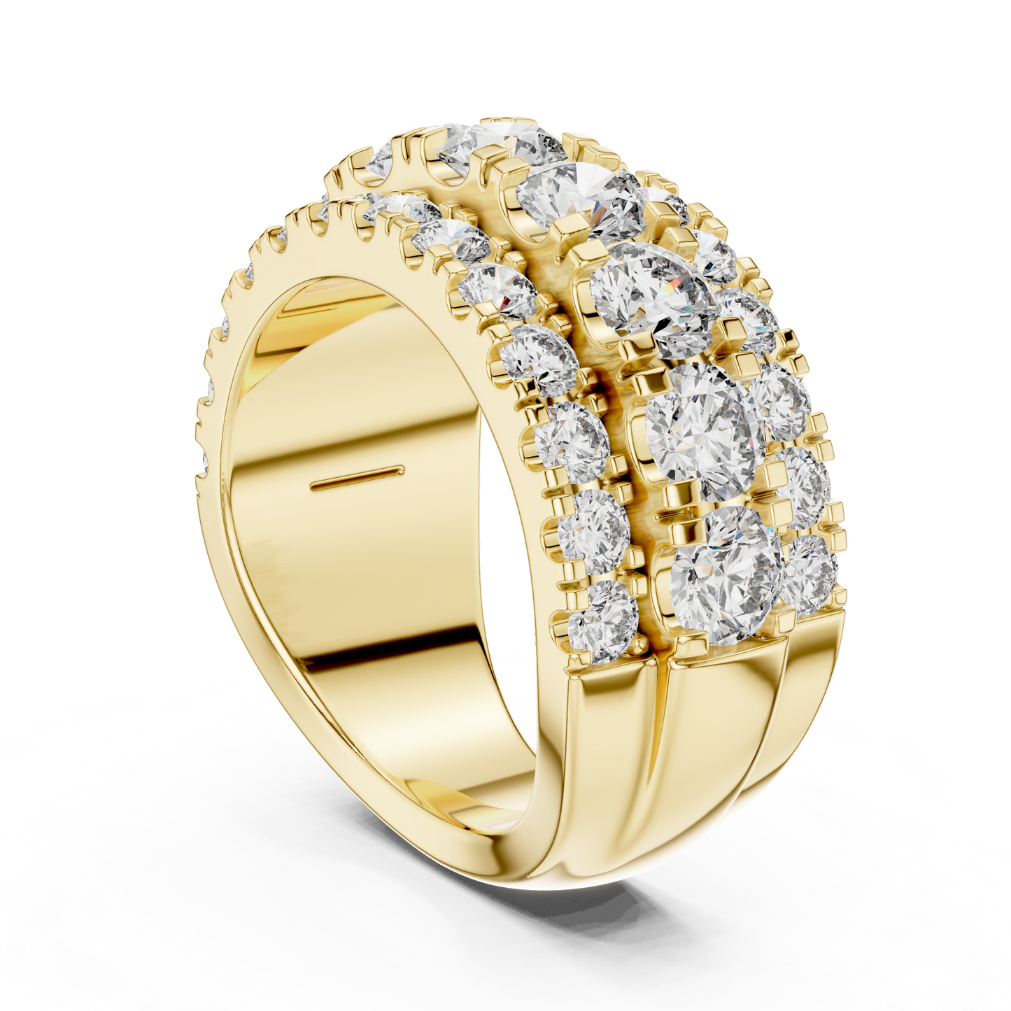 Triple-Row Pave Diamond Statement Band