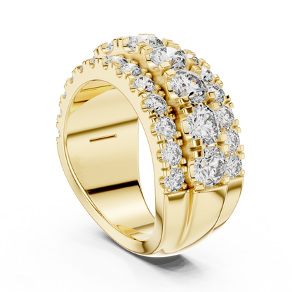 Triple-Row Pave Diamond Statement Band