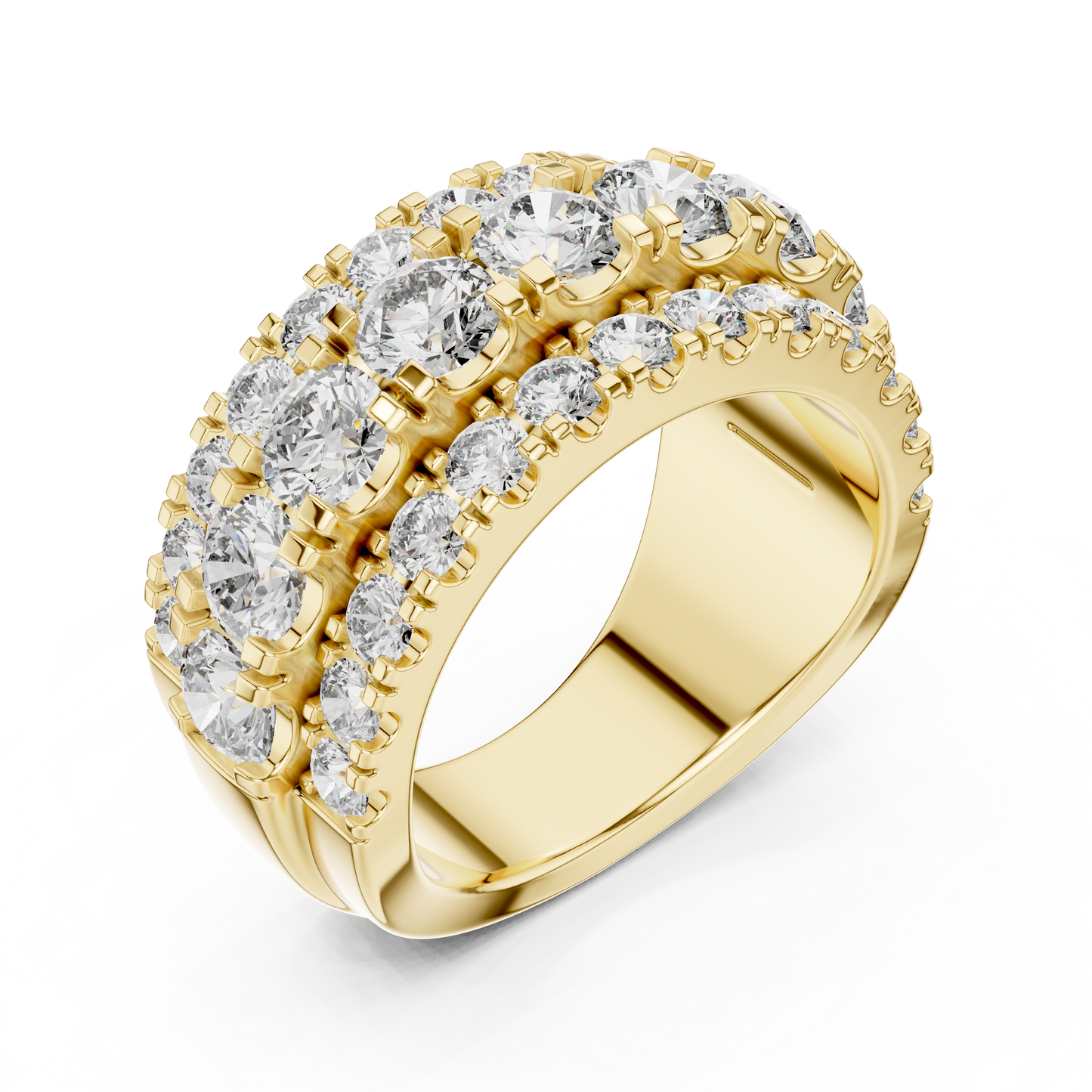 Triple-Row Pave Diamond Statement Band