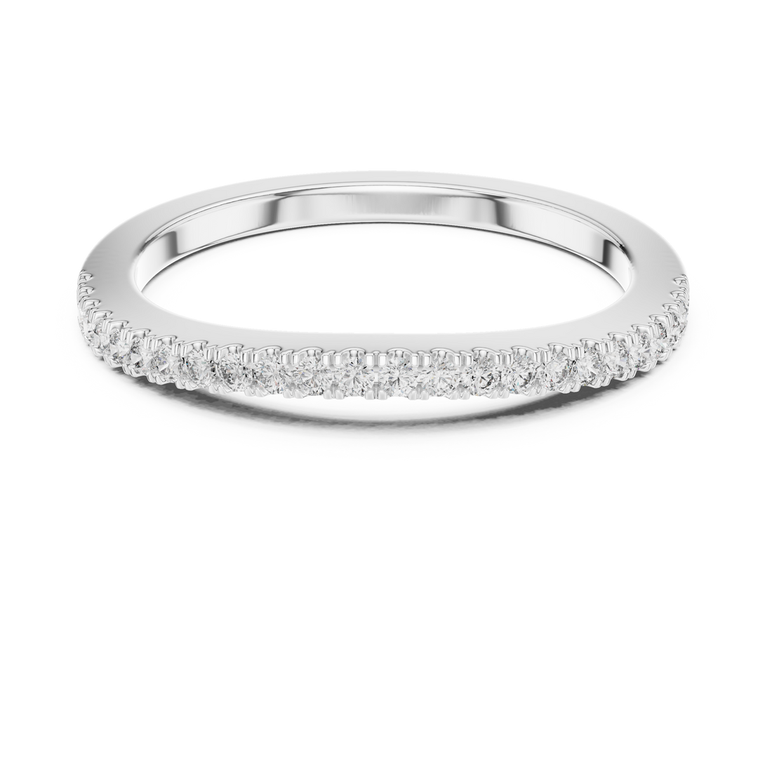 French Pave Half-Eternity Wedding Band