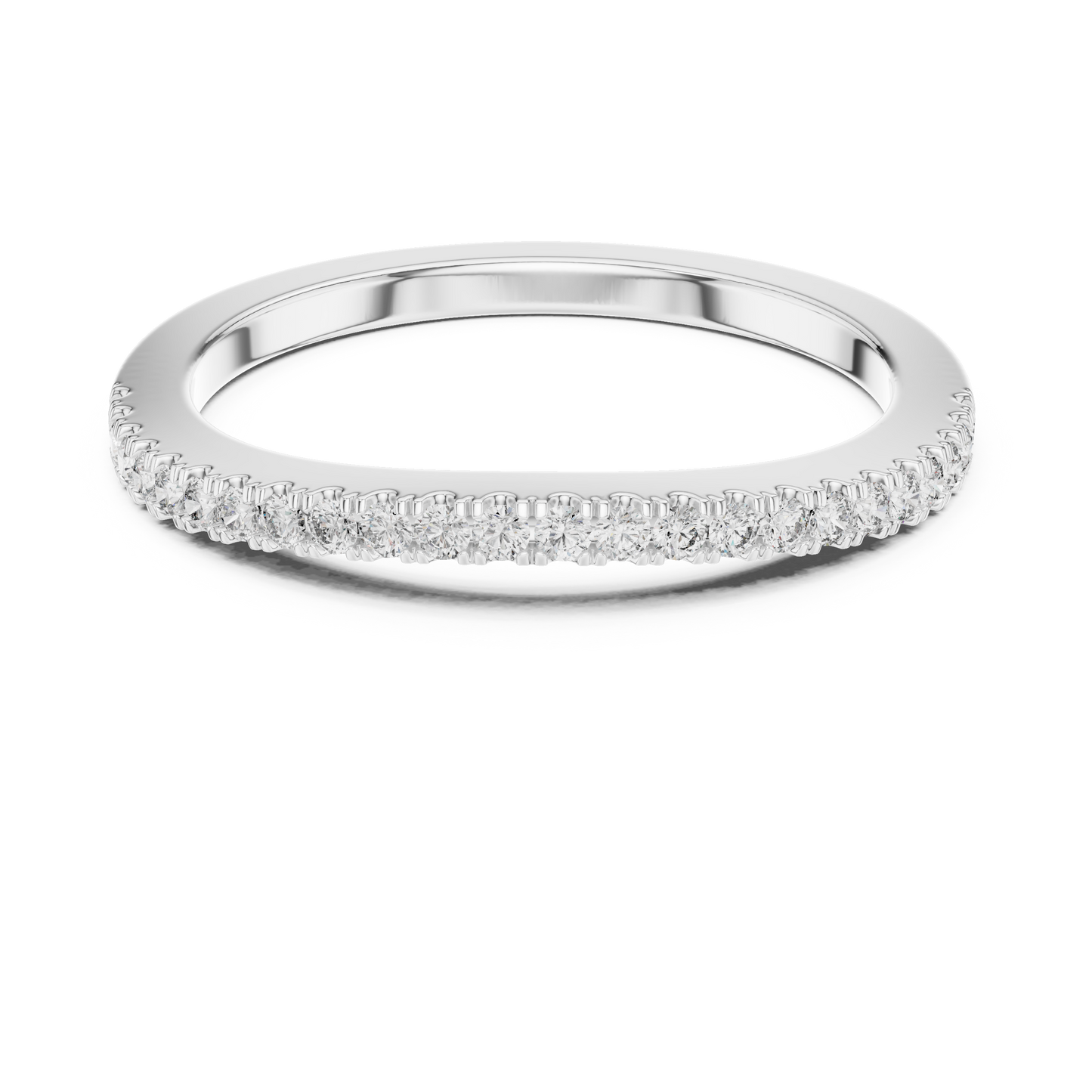 French Pave Half-Eternity Wedding Band